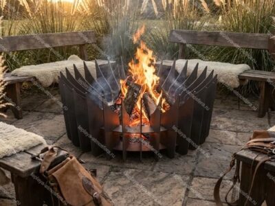 Костровая чаша круглая с пластин V2